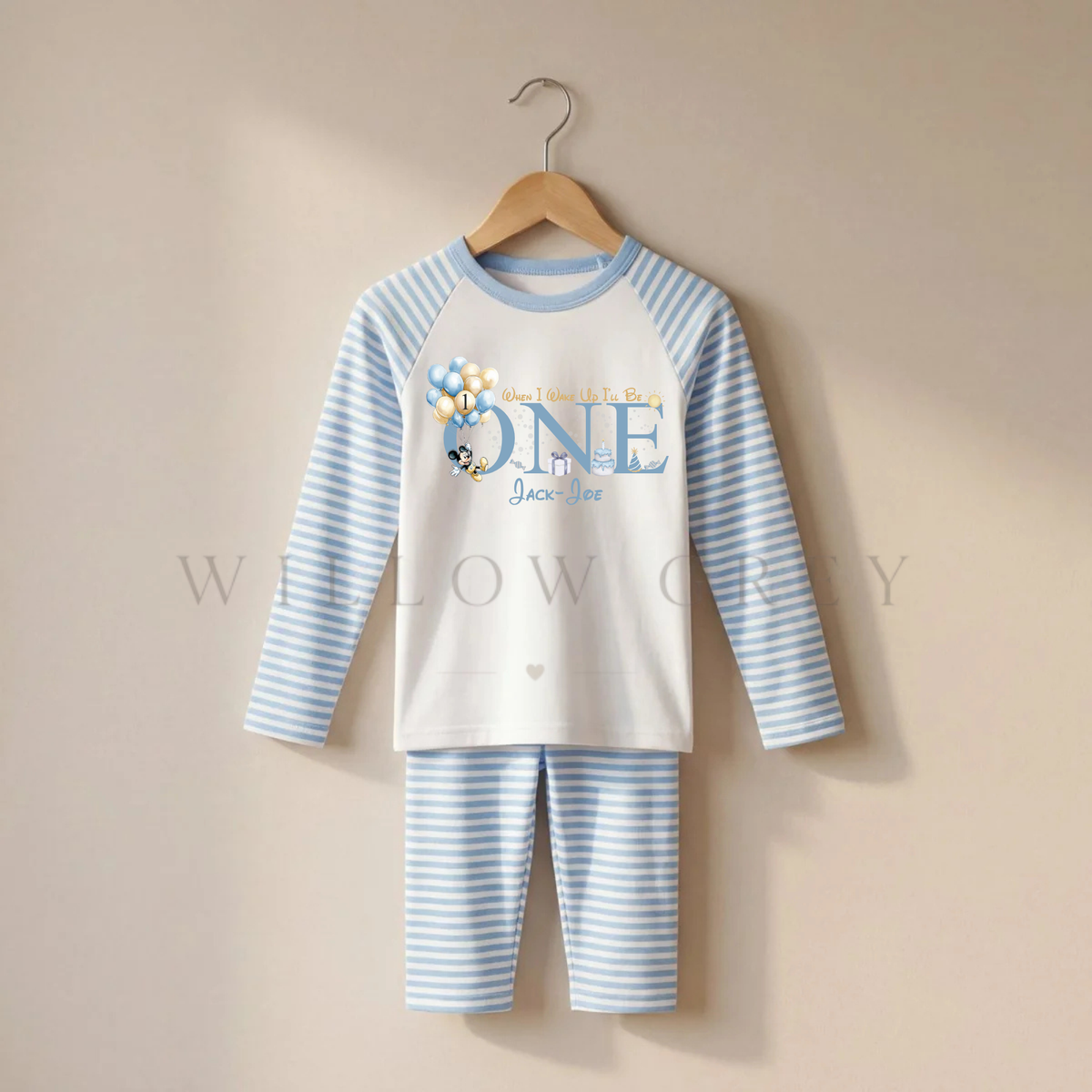 Personalised When I Wake Up, I'll Be One Micky Birthday Pyjamas