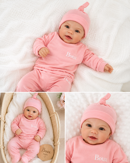 Luxury Organic Cotton Baby Loungewear Set in Pink